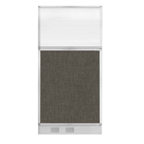 Hush Panel Cubicle Partition 3' x 6' W/ Window Mocha Fabric Clear Fluted Window W/ Cable Channel